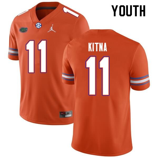 Youth NCAA Florida Gators Jalen Kitna #11 Stitched Authentic Nike Orange College Football Jersey HEU2565KT